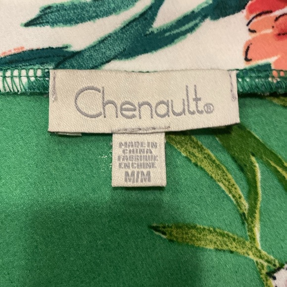 Chenault Green / White Floral Loose Fit Blouse Size Large - Picture 5 of 6